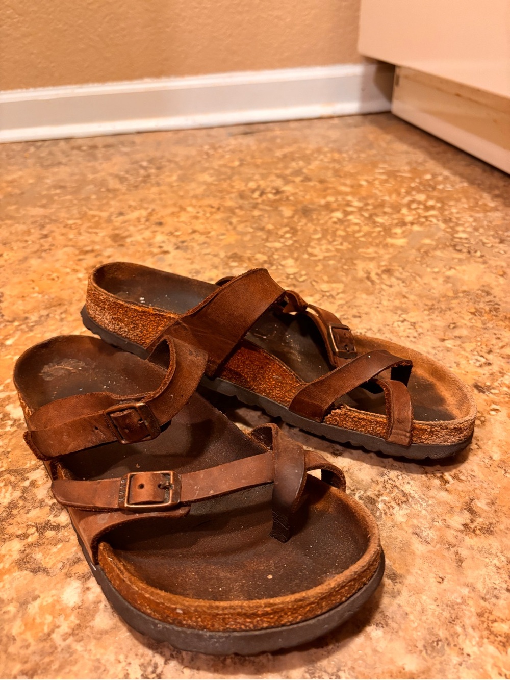 Birkenstock Brown 2-Strap Buckle Sandals